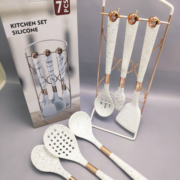 Набор кухонных силиконовых принадлежностей Diamond 7 предметов на подставке